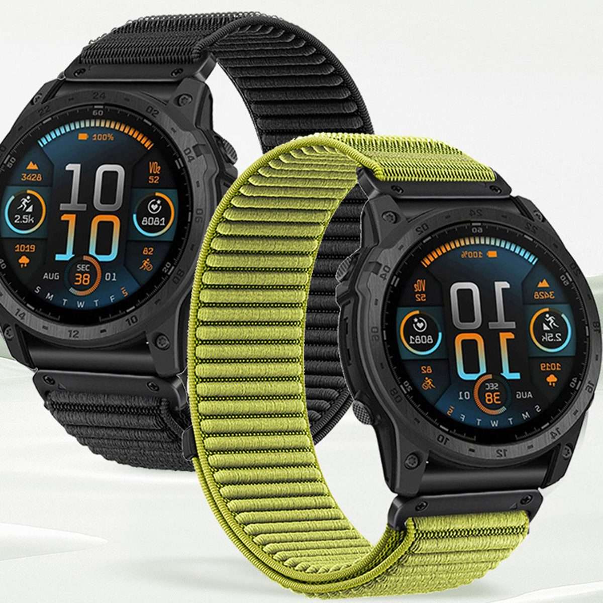 For Garmin 26mm Woven Nylon Hook And Loop Fastener Metal Interface Watch Band(Light Blue)