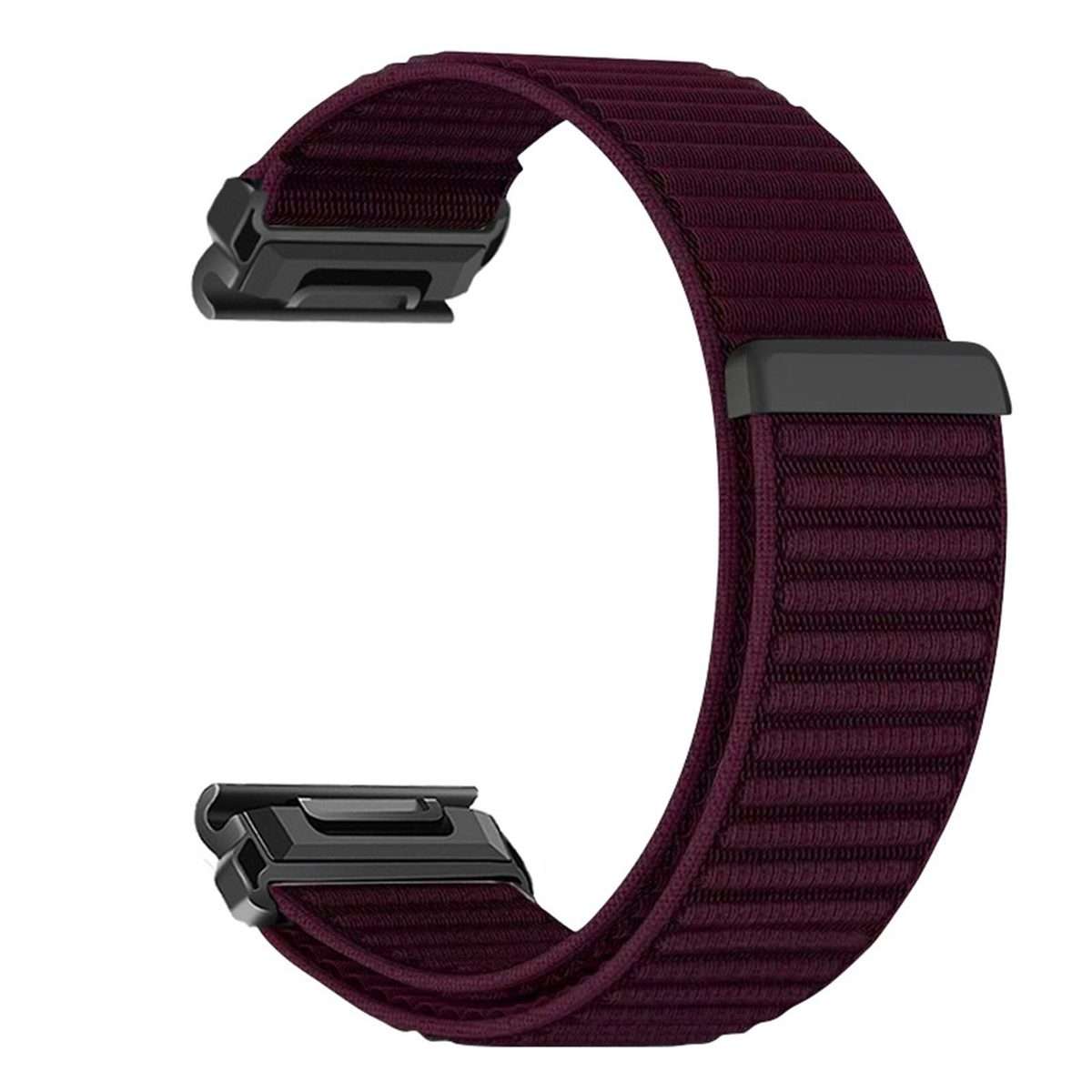 For Garmin 26mm Woven Nylon Hook And Loop Fastener Metal Interface Watch Band(Plum)