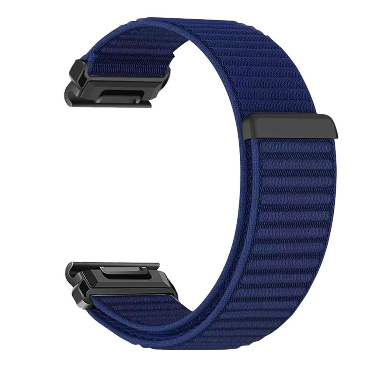 For Garmin 26mm Woven Nylon Hook And Loop Fastener Metal Interface Watch Band(Azure Blue)