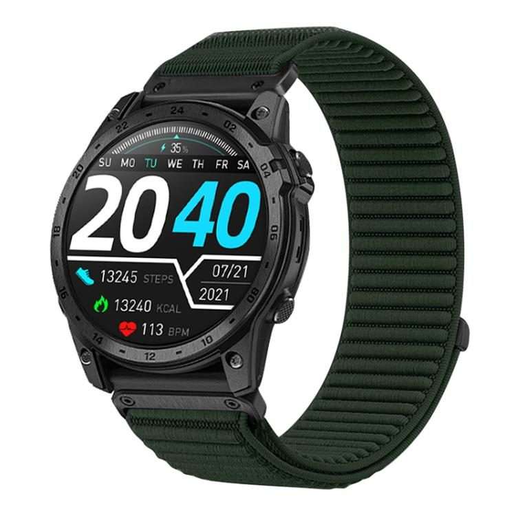 For Garmin 26mm Woven Nylon Hook And Loop Fastener Metal Interface Watch Band(Spruce Green)