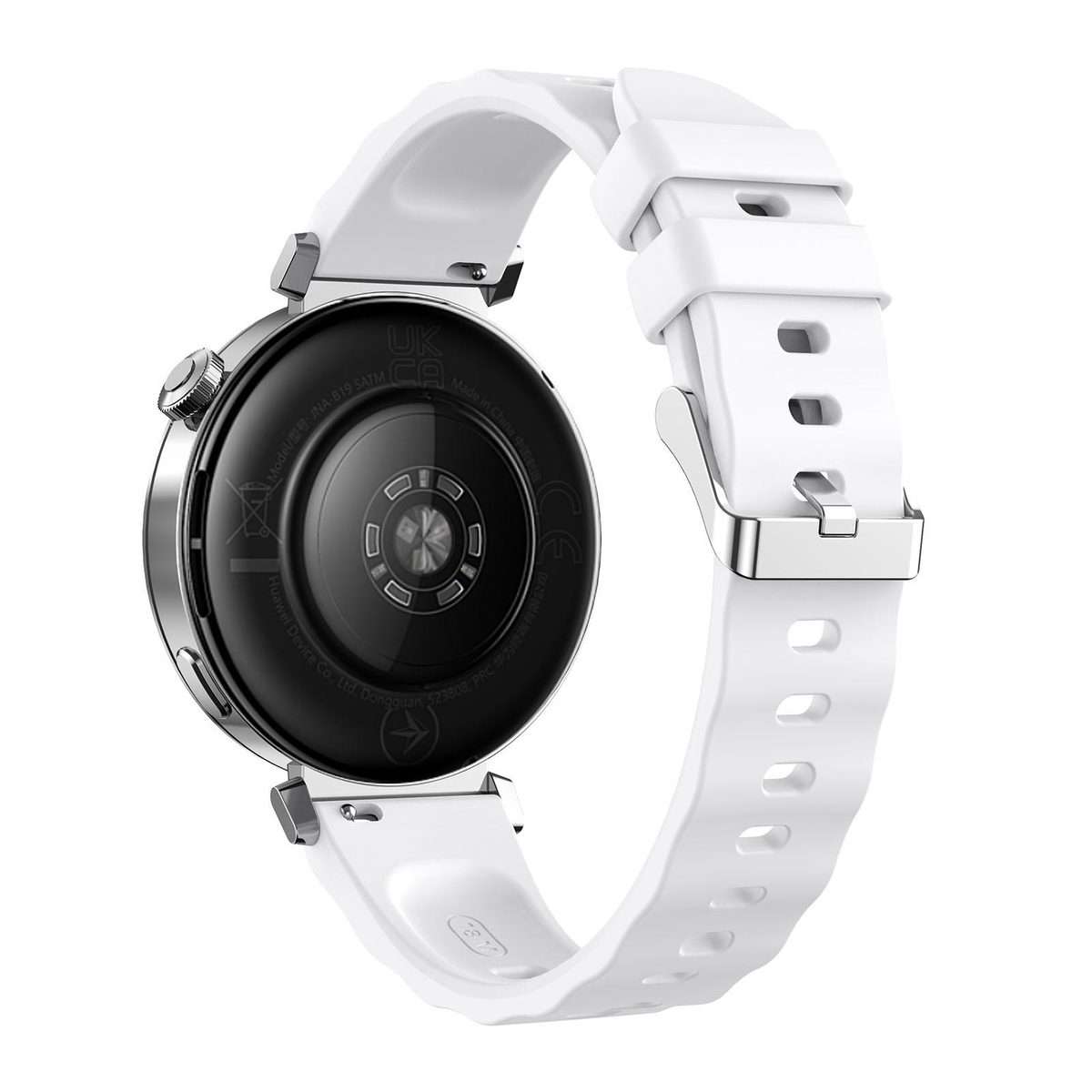 18mm Wave Texture Silver Buckle Silicone Watch Band(White)