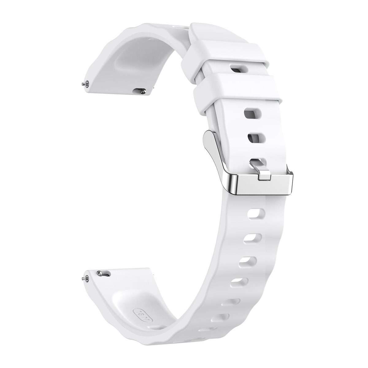 18mm Wave Texture Silver Buckle Silicone Watch Band(White)