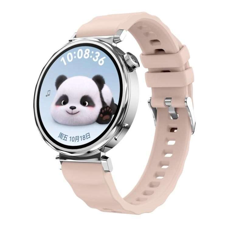 18mm Wave Texture Silver Buckle Silicone Watch Band(Dawn Pink)