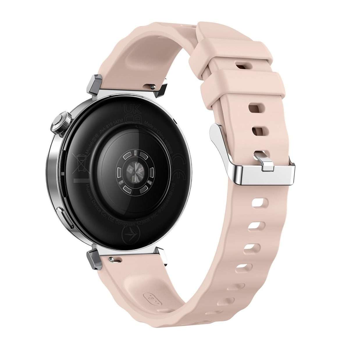 18mm Wave Texture Silver Buckle Silicone Watch Band(Dawn Pink)