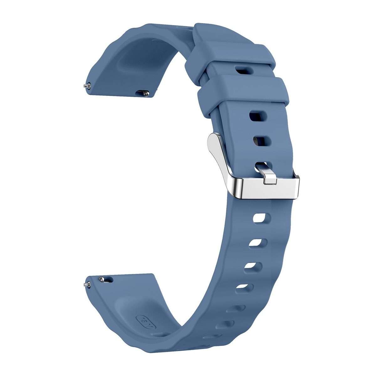 18mm Wave Texture Silver Buckle Silicone Watch Band(Topaz Blue)