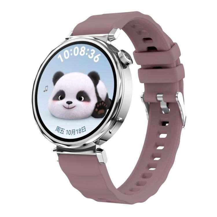 18mm Wave Texture Silver Buckle Silicone Watch Band(Smoky Purple)