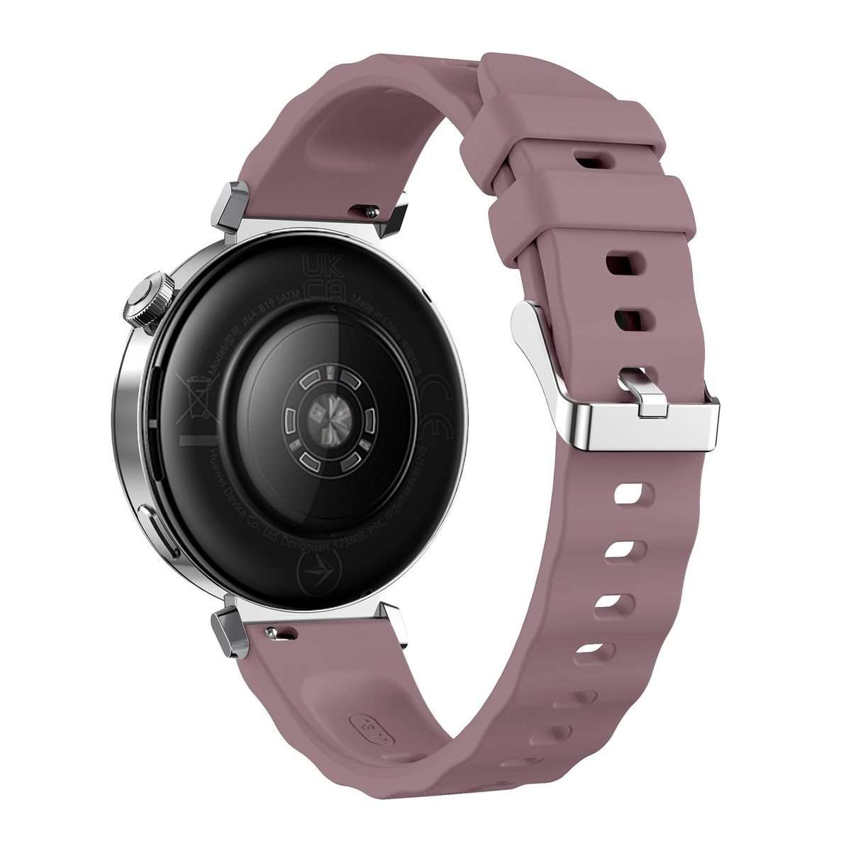 18mm Wave Texture Silver Buckle Silicone Watch Band(Smoky Purple)