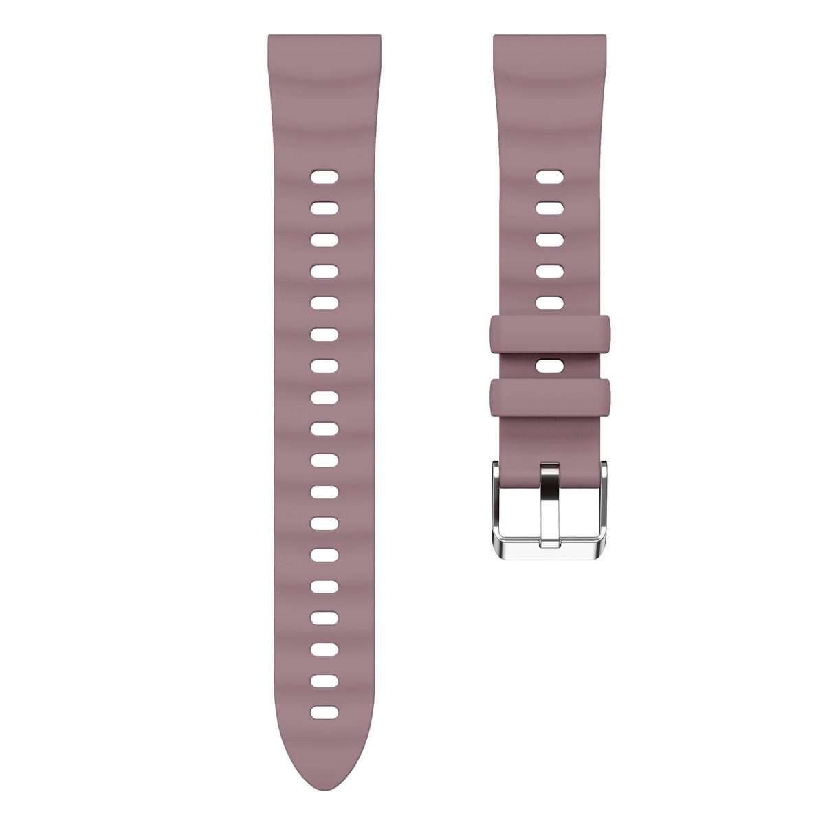 18mm Wave Texture Silver Buckle Silicone Watch Band(Smoky Purple)