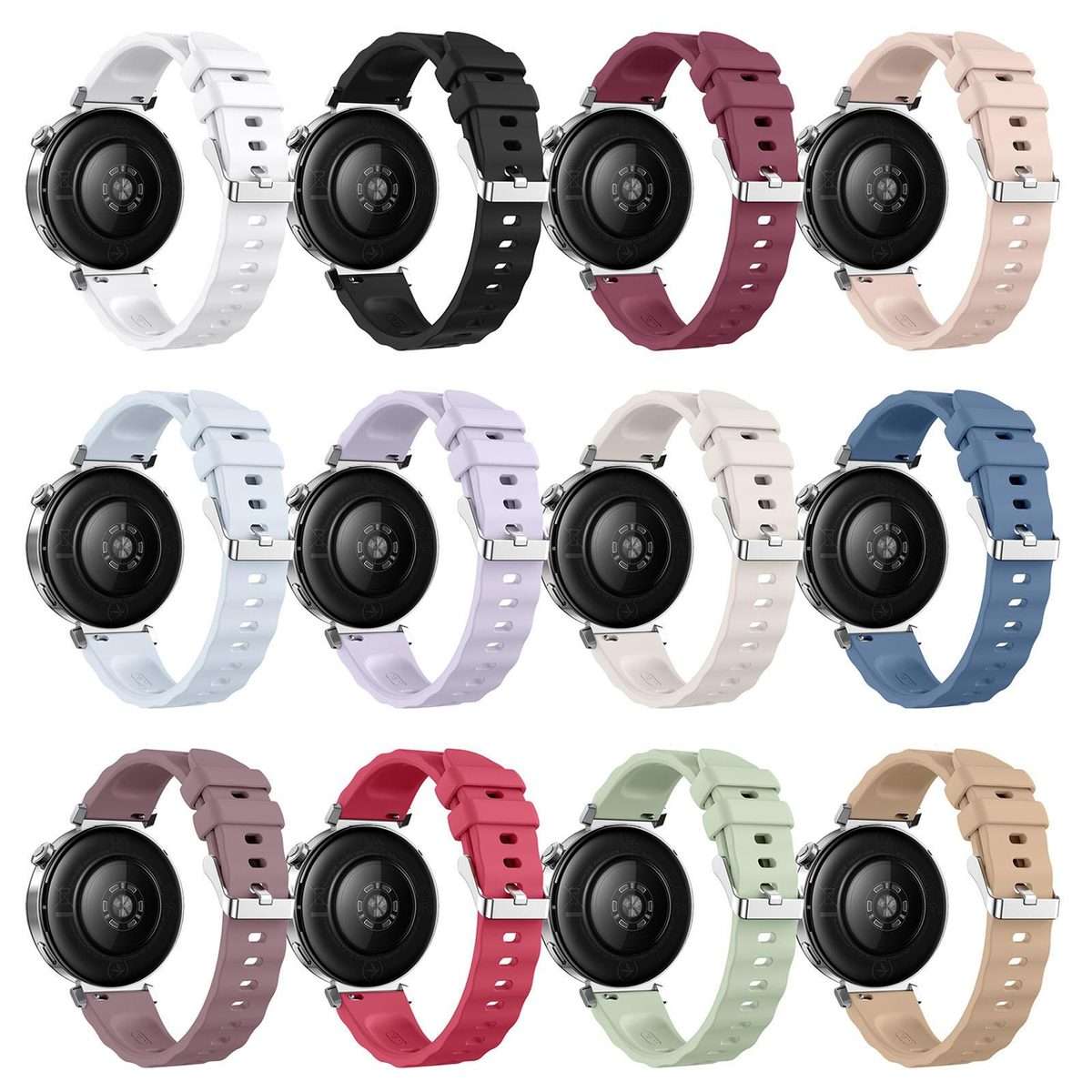 18mm Wave Texture Silver Buckle Silicone Watch Band(Smoky Purple)