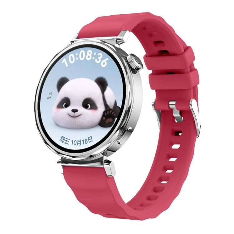18mm Wave Texture Silver Buckle Silicone Watch Band(Vitality Red)