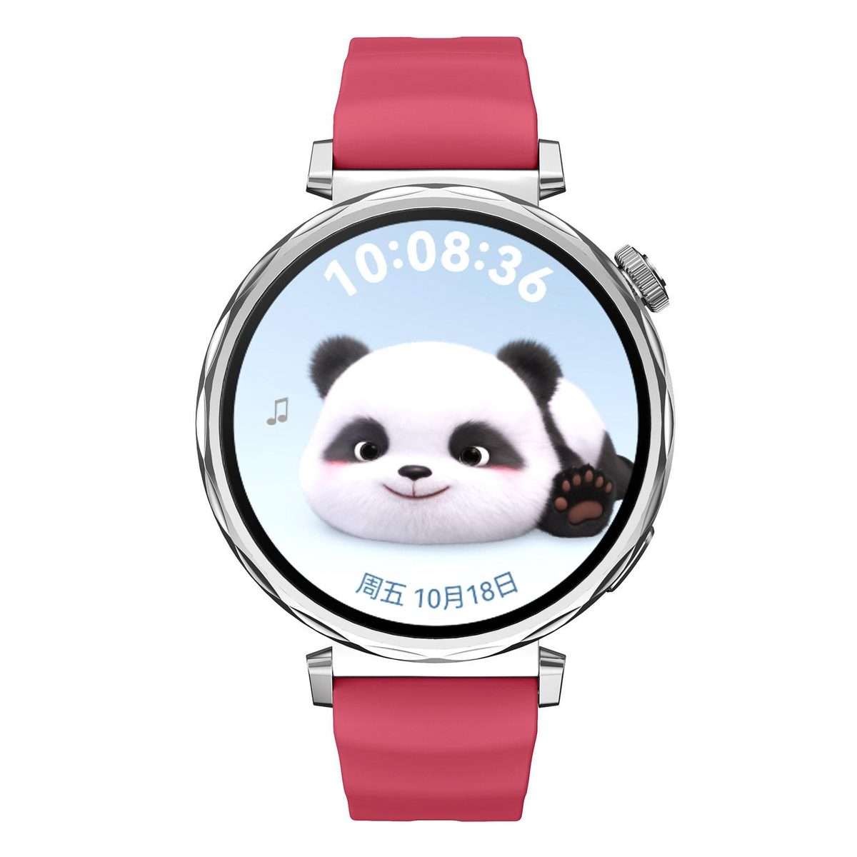 18mm Wave Texture Silver Buckle Silicone Watch Band(Vitality Red)