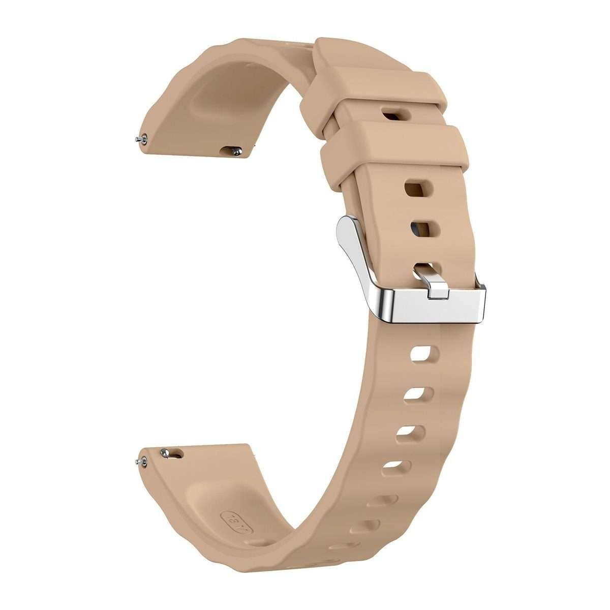 18mm Wave Texture Silver Buckle Silicone Watch Band(Milk Tea)