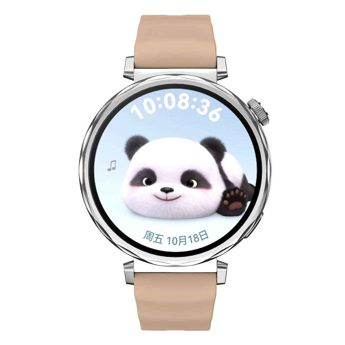 18mm Wave Texture Silver Buckle Silicone Watch Band(Milk Tea)