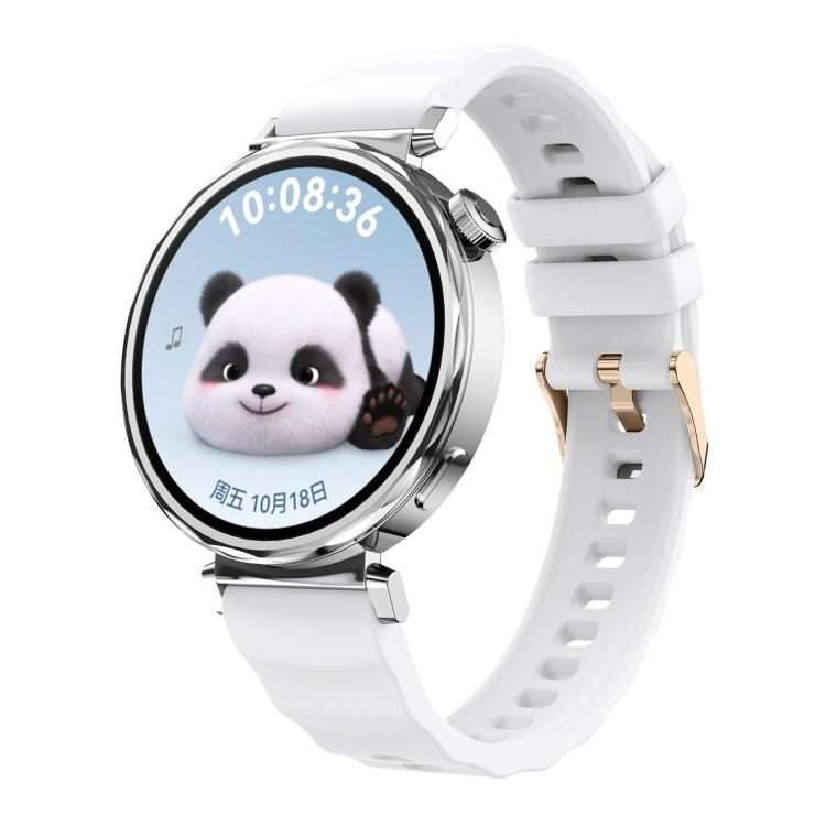 18mm Wave Texture Rose Gold Buckle Silicone Watch Band(White)