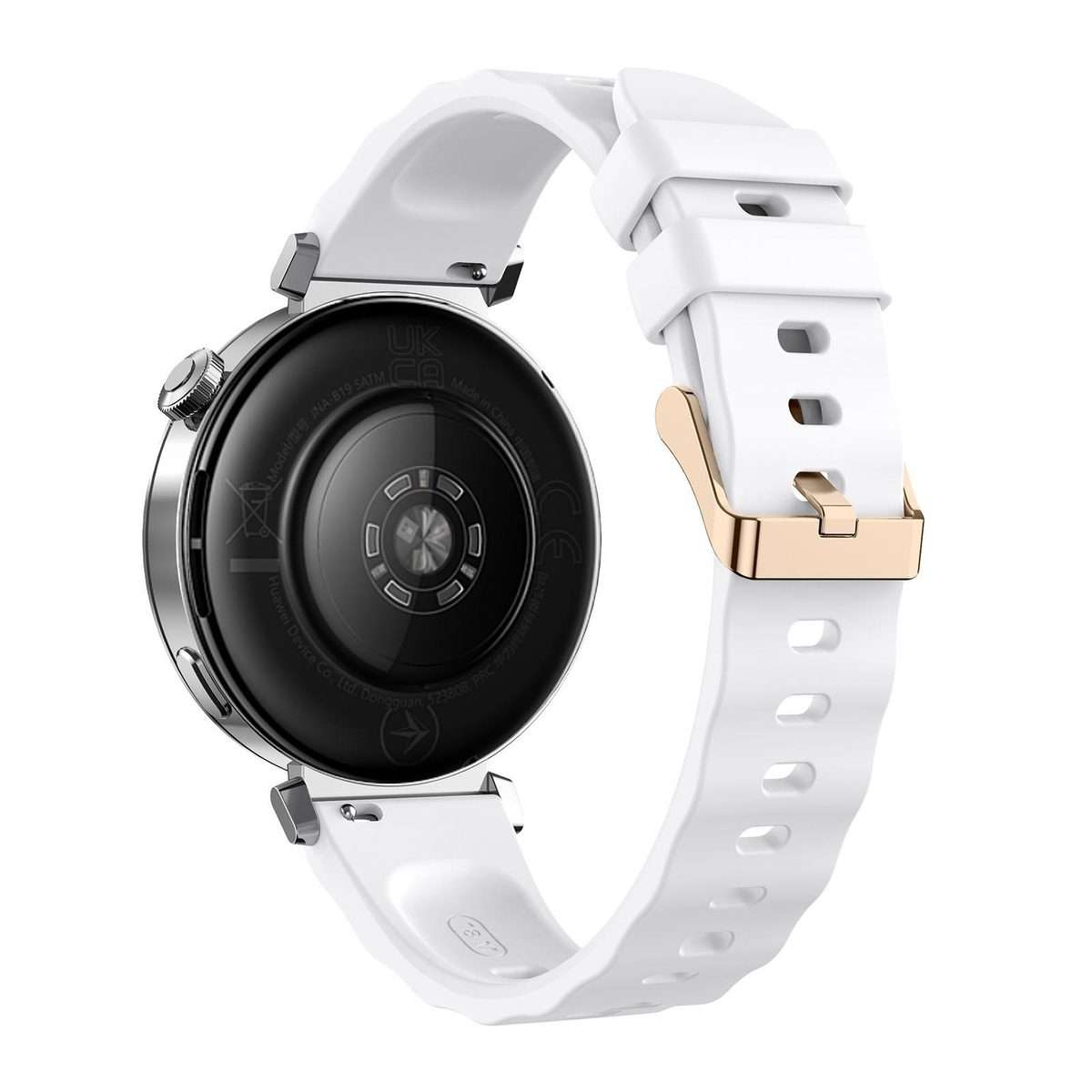 18mm Wave Texture Rose Gold Buckle Silicone Watch Band(White)
