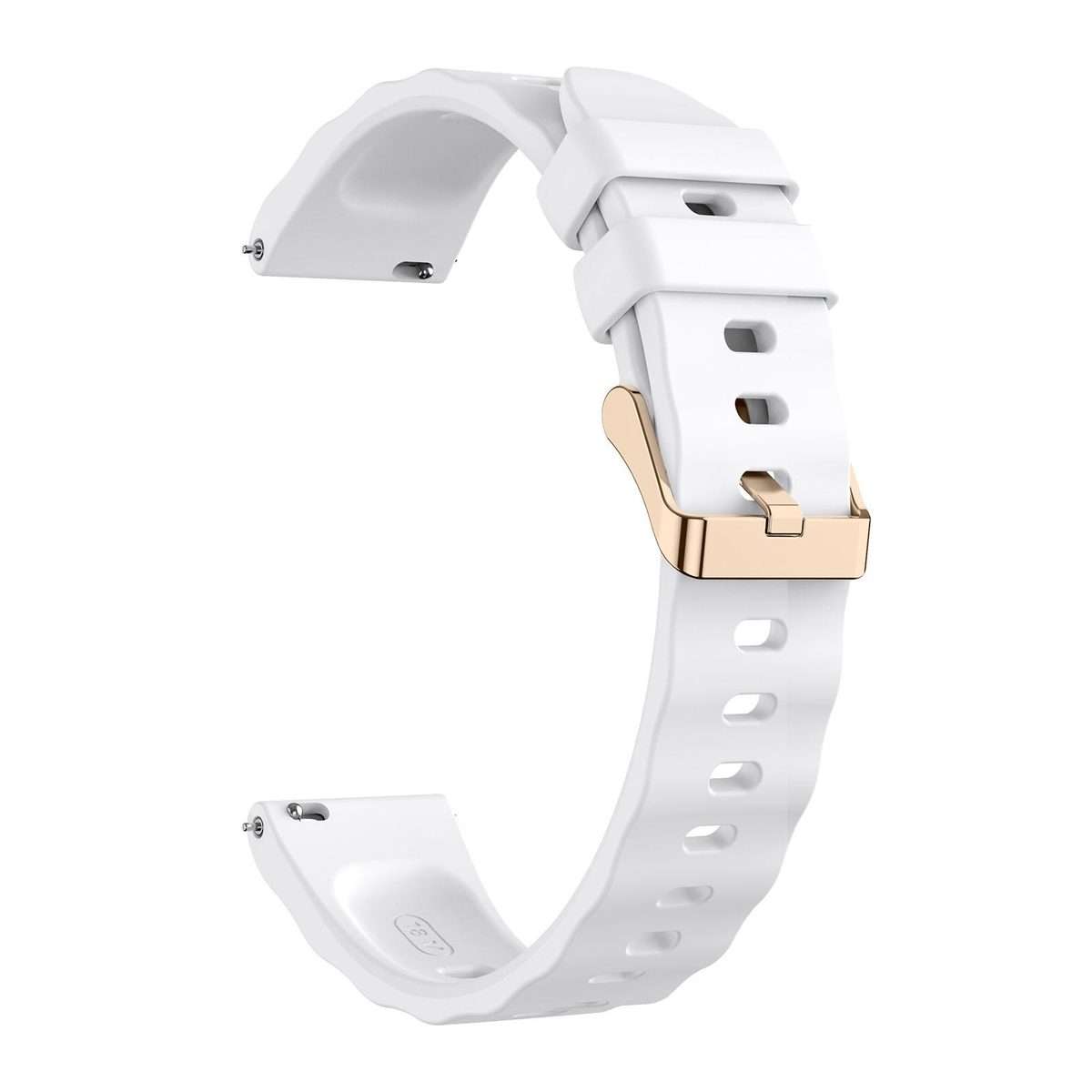 18mm Wave Texture Rose Gold Buckle Silicone Watch Band(White)