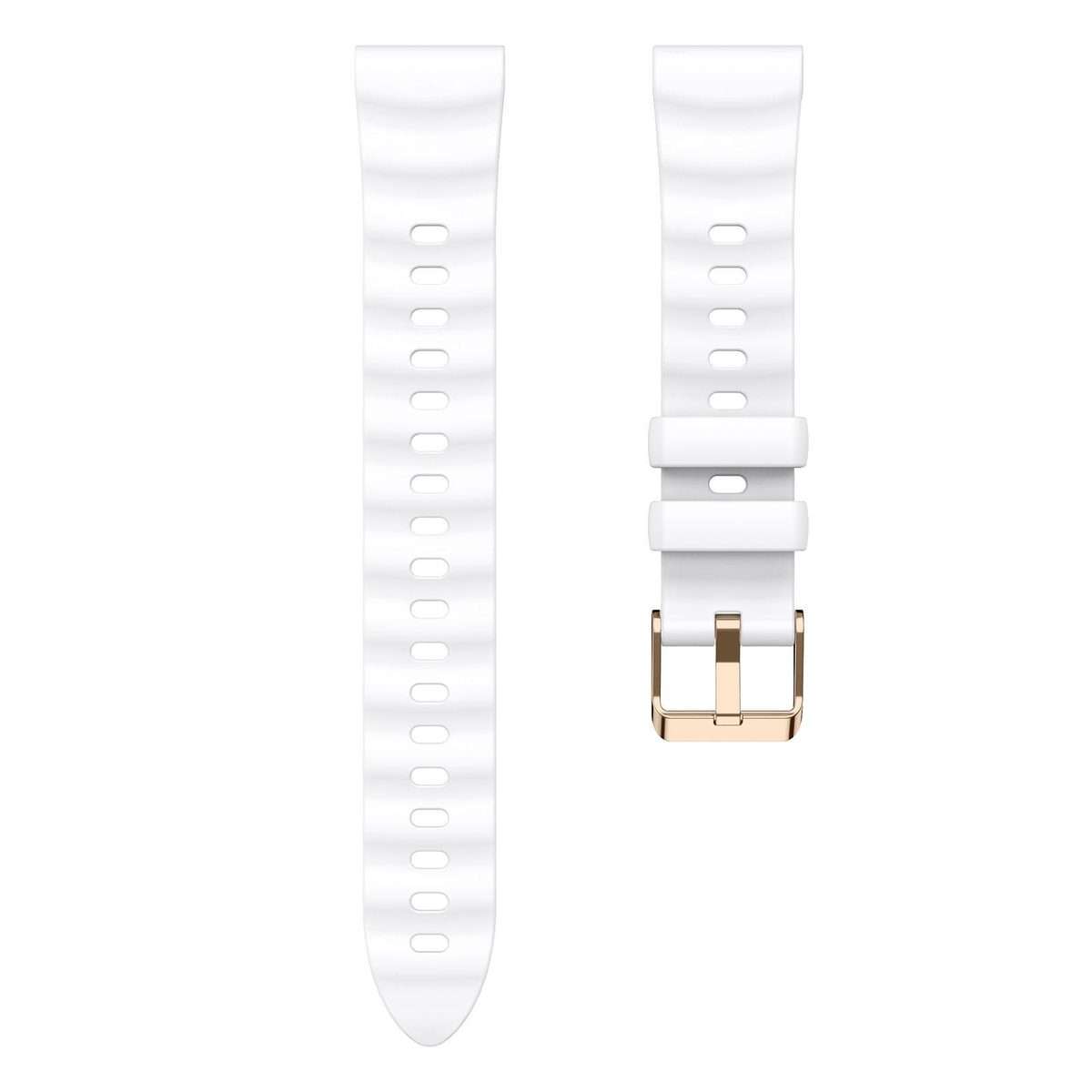 18mm Wave Texture Rose Gold Buckle Silicone Watch Band(White)