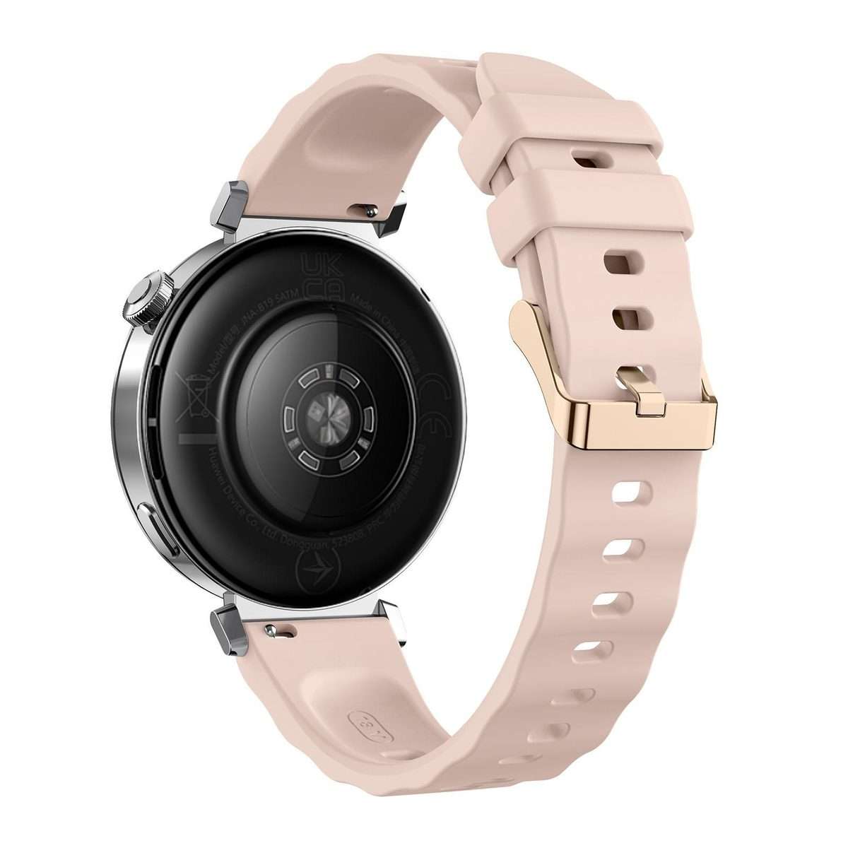 18mm Wave Texture Rose Gold Buckle Silicone Watch Band(Dawn Pink)