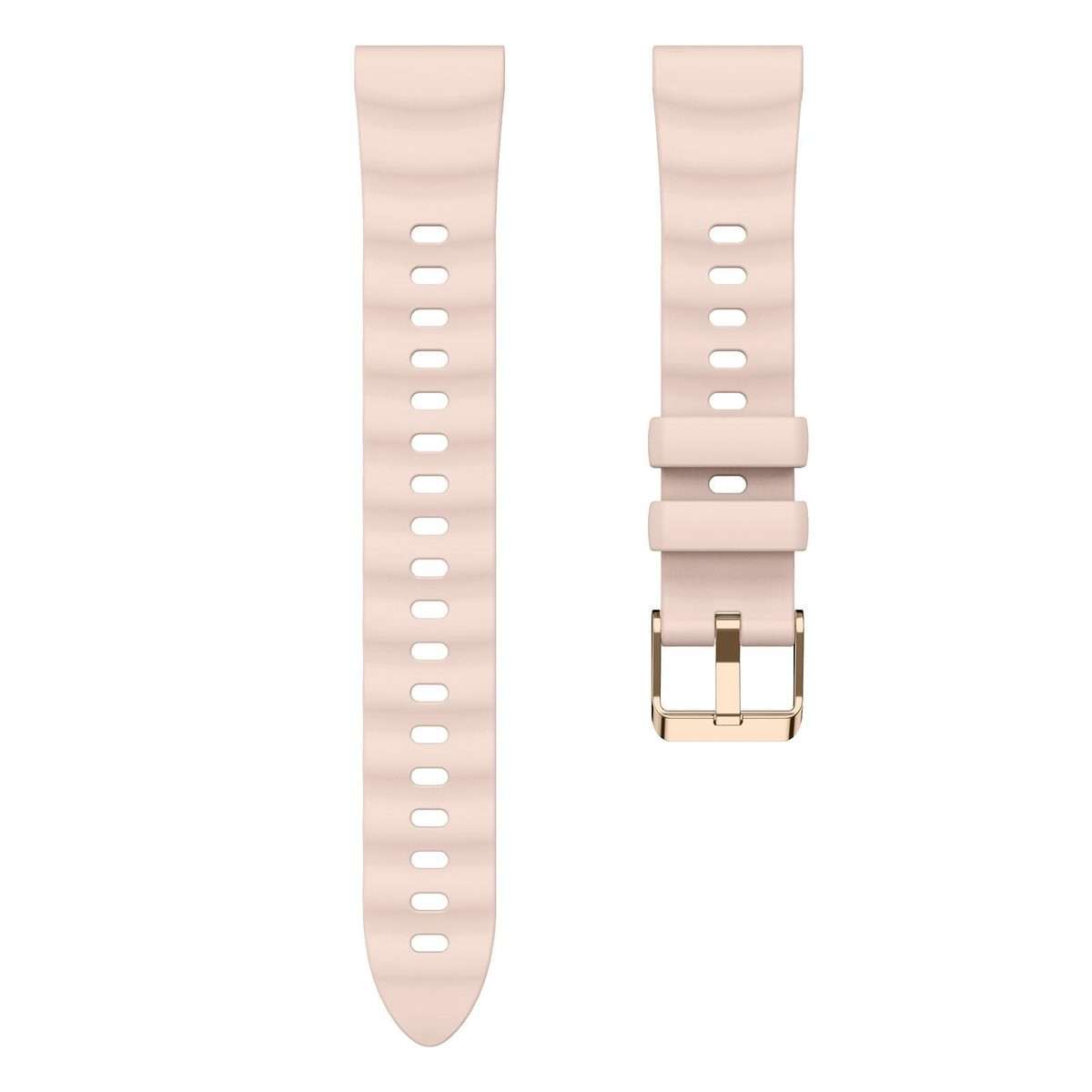 18mm Wave Texture Rose Gold Buckle Silicone Watch Band(Dawn Pink)