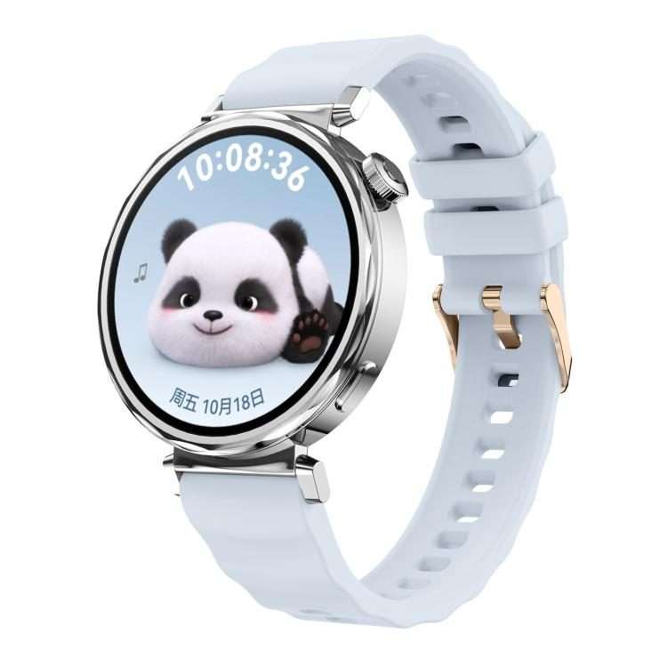 18mm Wave Texture Rose Gold Buckle Silicone Watch Band(Ice Crystal Blue)