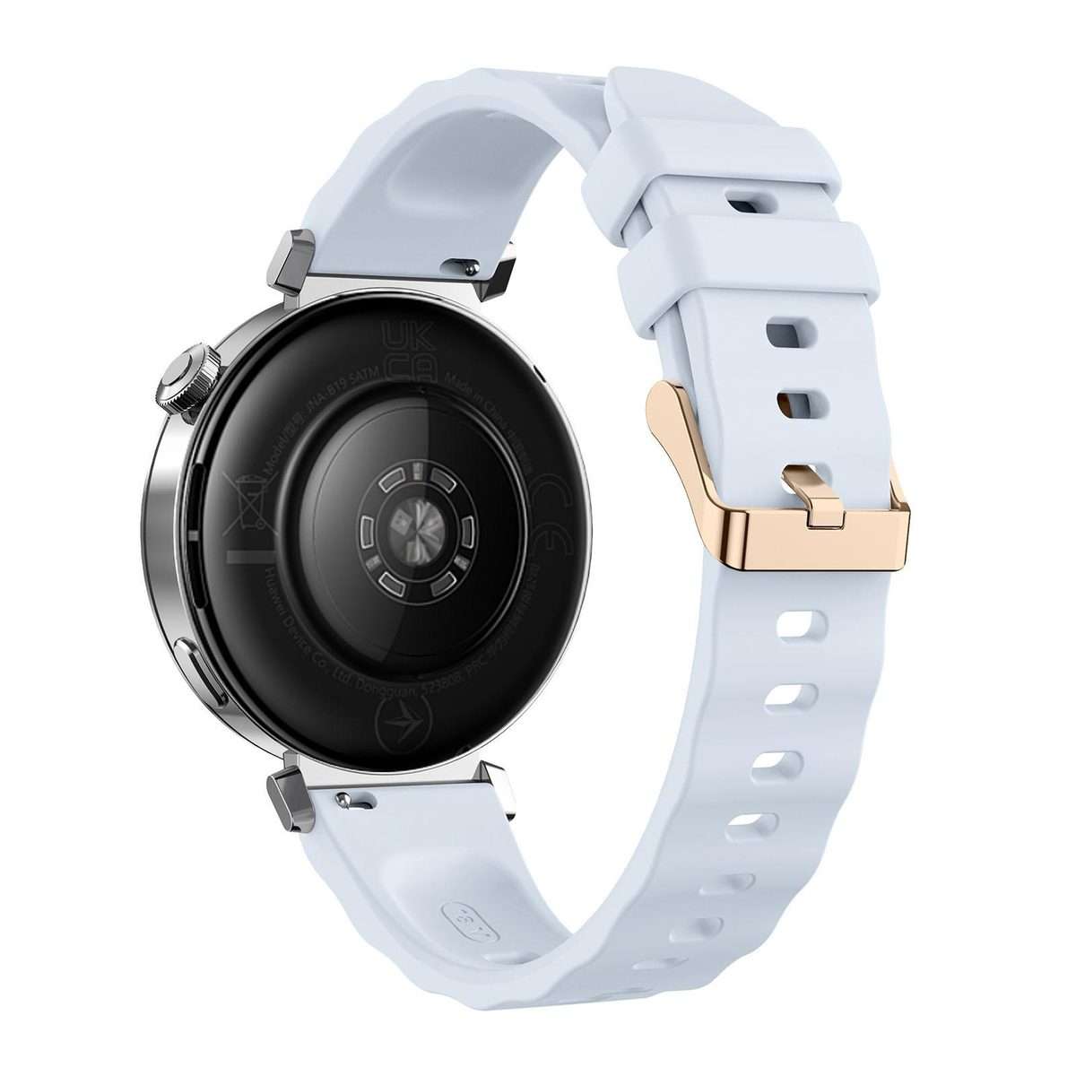 18mm Wave Texture Rose Gold Buckle Silicone Watch Band(Ice Crystal Blue)