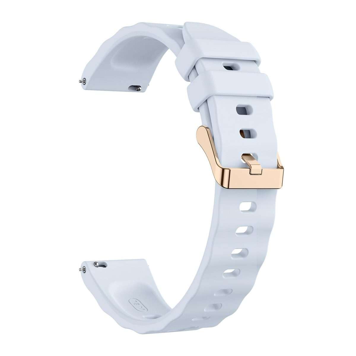18mm Wave Texture Rose Gold Buckle Silicone Watch Band(Ice Crystal Blue)