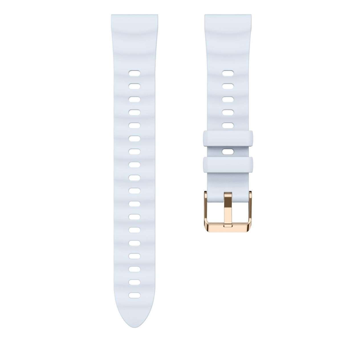18mm Wave Texture Rose Gold Buckle Silicone Watch Band(Ice Crystal Blue)