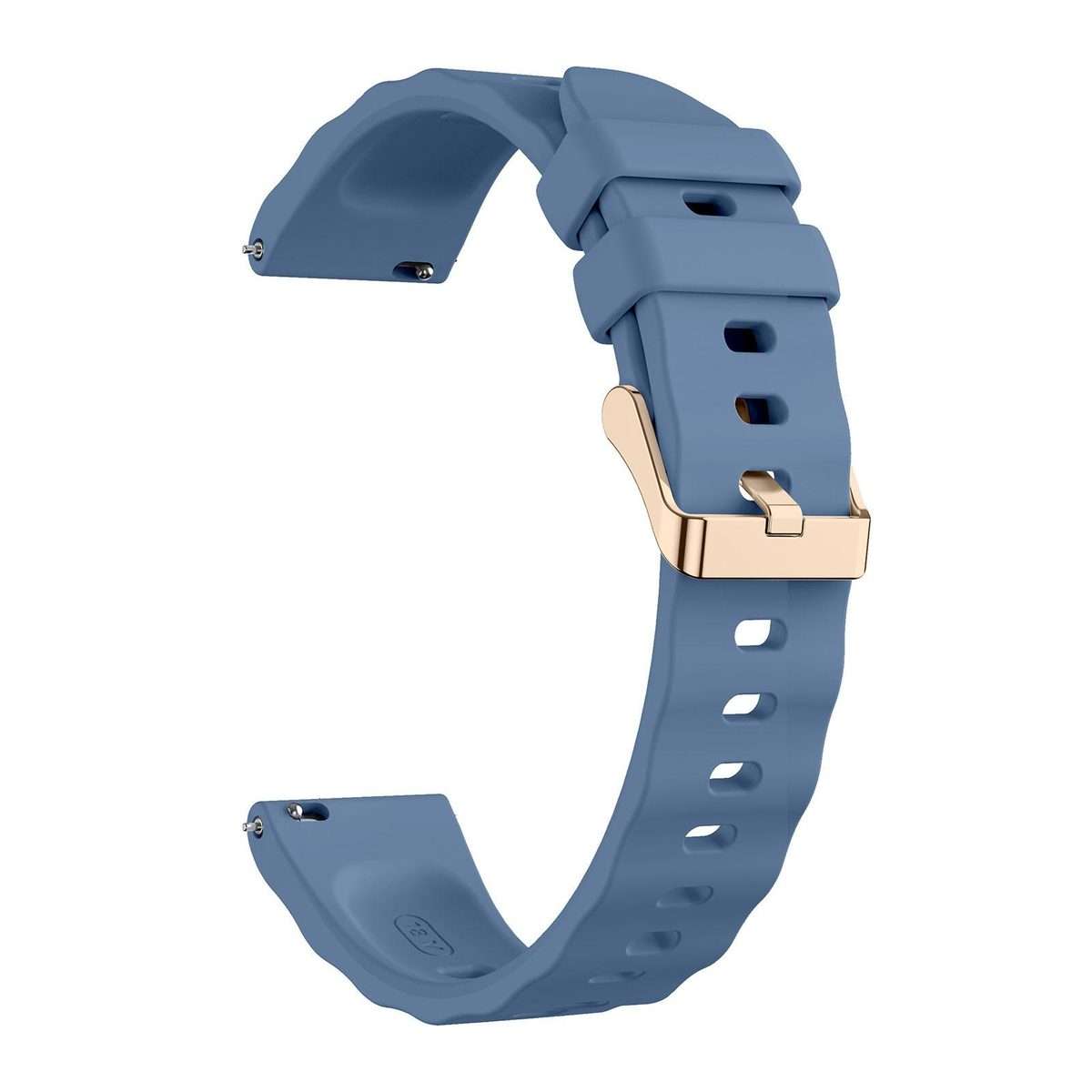 18mm Wave Texture Rose Gold Buckle Silicone Watch Band(Topaz Blue)