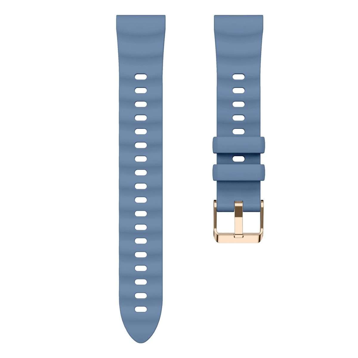 18mm Wave Texture Rose Gold Buckle Silicone Watch Band(Topaz Blue)