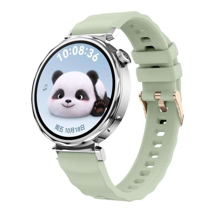 18mm Wave Texture Rose Gold Buckle Silicone Watch Band(Leaf Green)