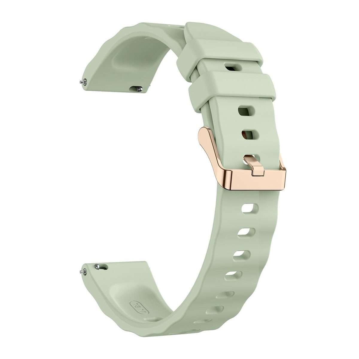18mm Wave Texture Rose Gold Buckle Silicone Watch Band(Leaf Green)