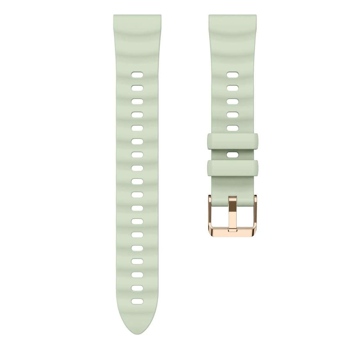 18mm Wave Texture Rose Gold Buckle Silicone Watch Band(Leaf Green)