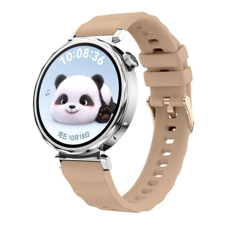 18mm Wave Texture Rose Gold Buckle Silicone Watch Band(Milk Tea)