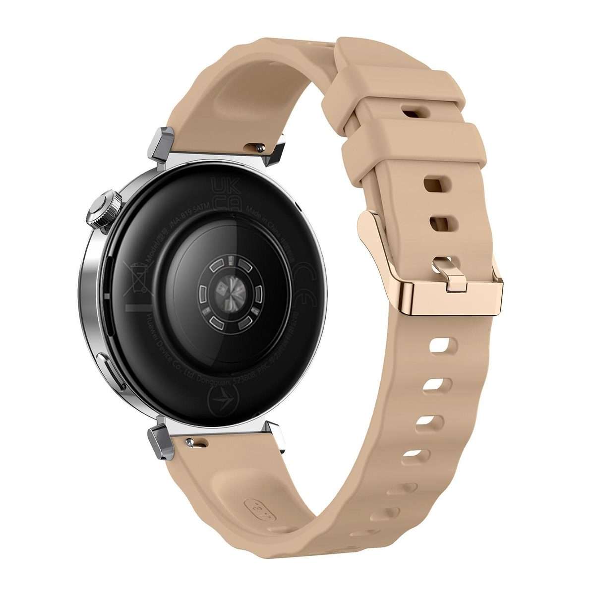 18mm Wave Texture Rose Gold Buckle Silicone Watch Band(Milk Tea)
