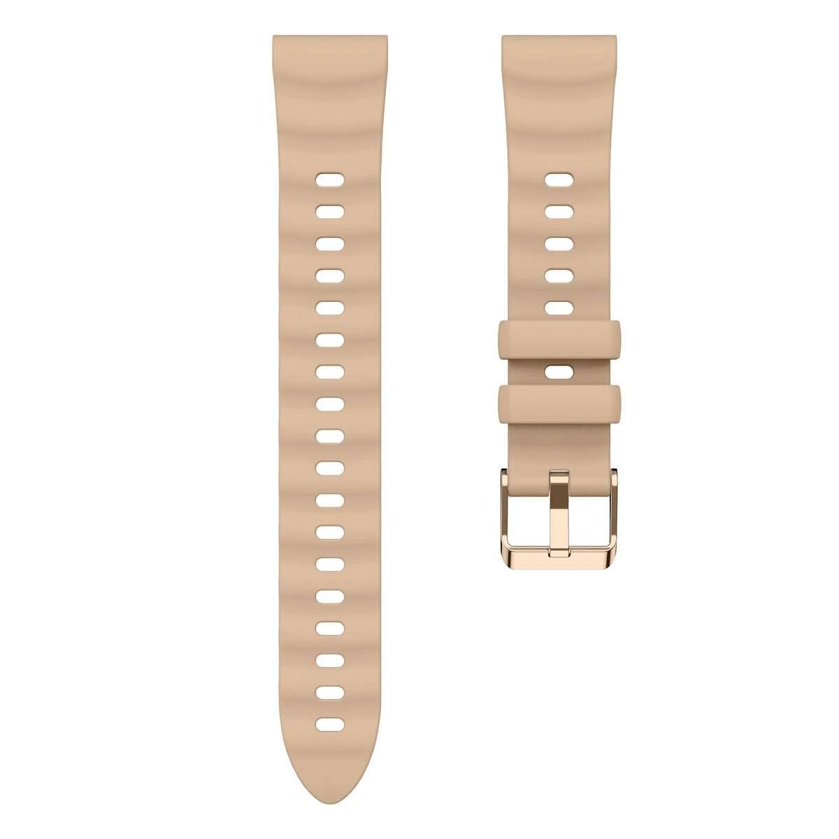 18mm Wave Texture Rose Gold Buckle Silicone Watch Band(Milk Tea)