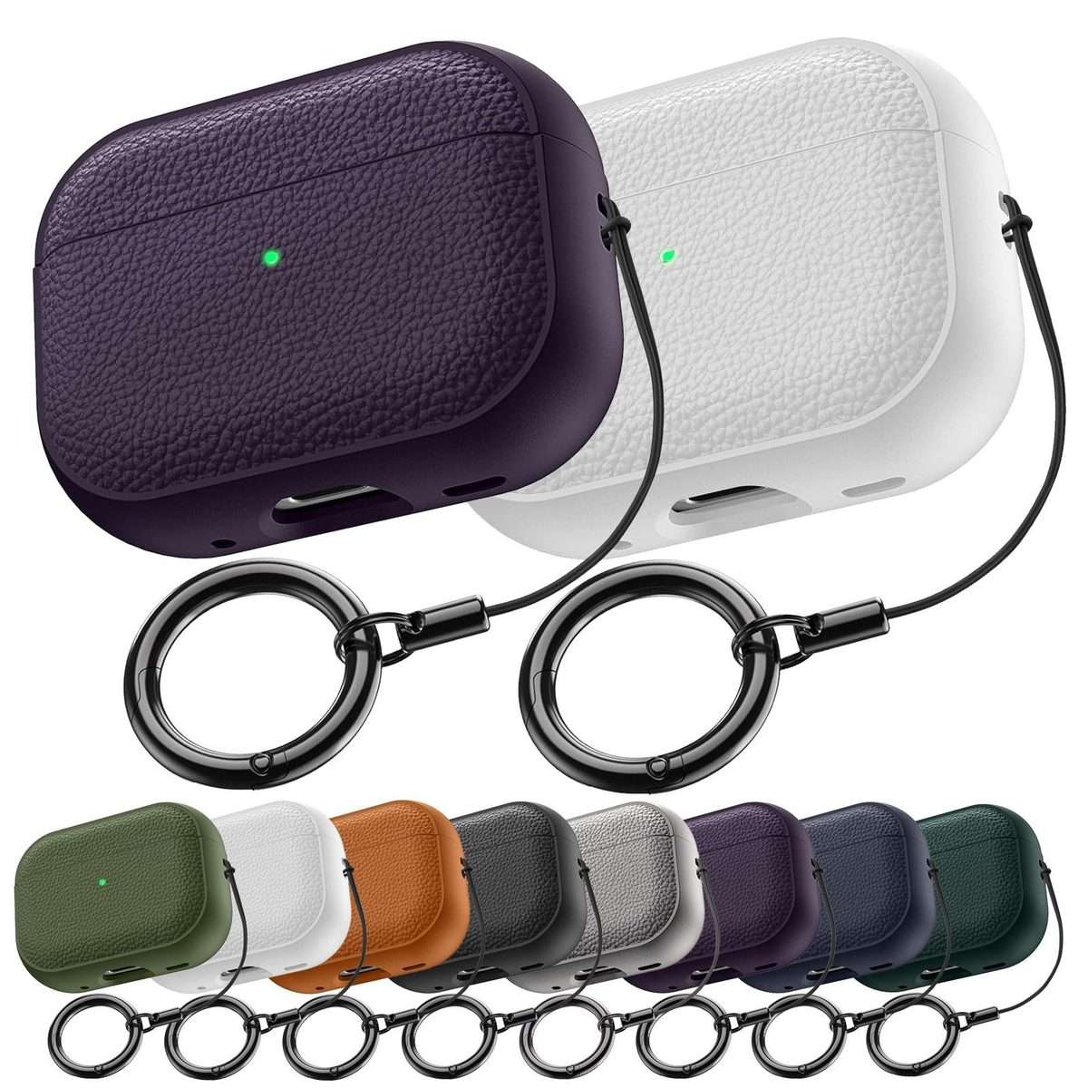 For AirPods Pro 3 Lychee Texture TPU Earphone Cover with Buckle(White)