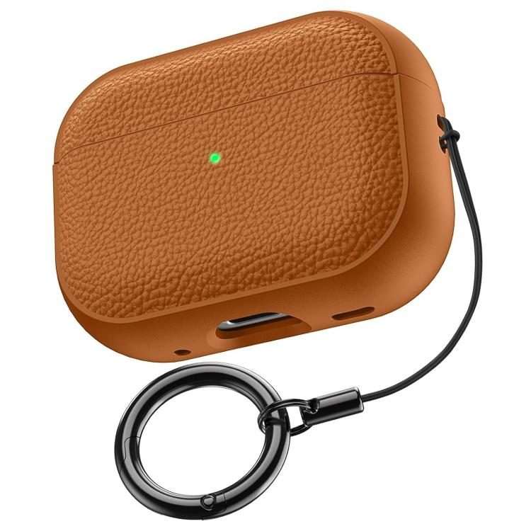 For AirPods Pro 3 Lychee Texture TPU Earphone Cover with Buckle(Orange)