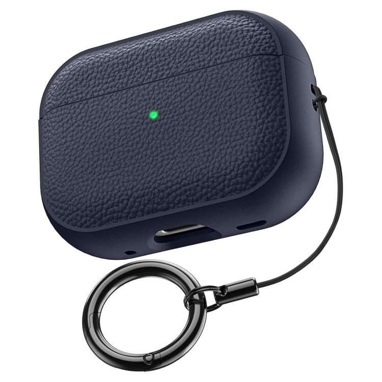 For AirPods Pro 3 Lychee Texture TPU Earphone Cover with Buckle(Blue)