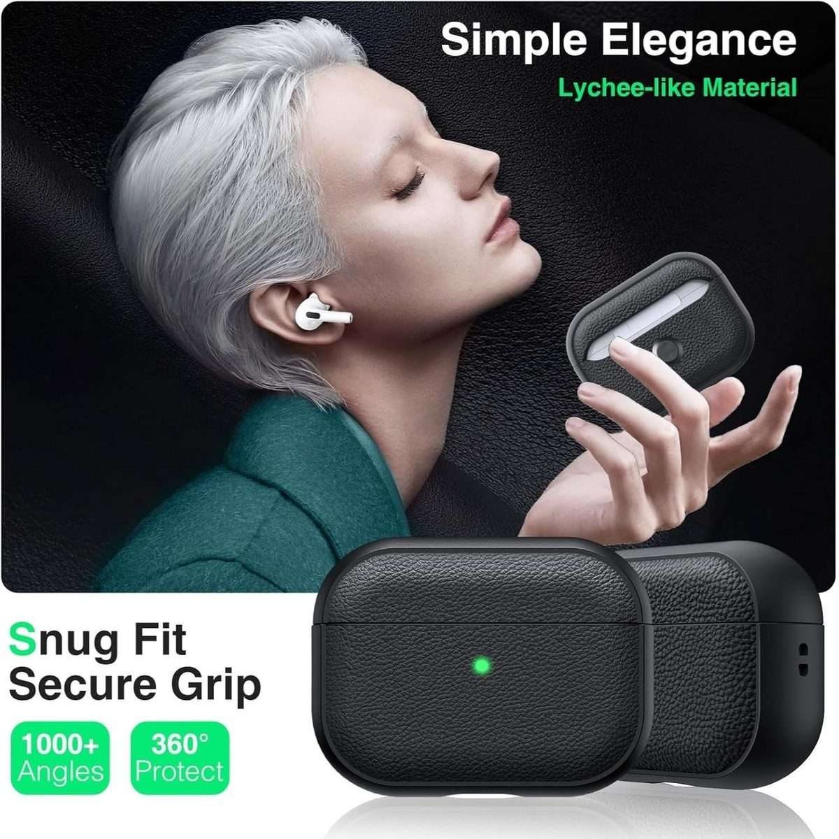 For AirPods Pro 3 Lychee Texture TPU Earphone Cover with Buckle(Blue)