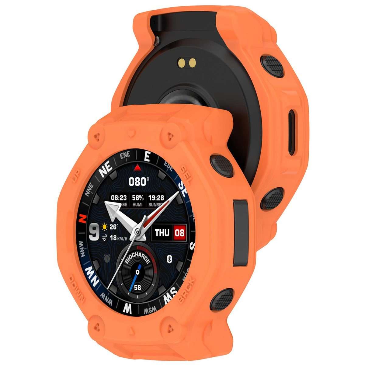 For Amazfit T-Rex 3 Pro 48mm Hollow Armor Half Coverage TPU Watch Protective Cover(Orange)