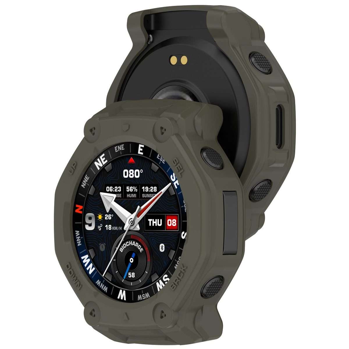 For Amazfit T-Rex 3 Pro 48mm Hollow Armor Half Coverage TPU Watch Protective Cover(Green)