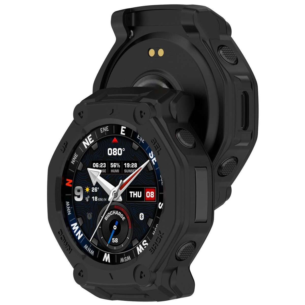 For Amazfit T-Rex 3 Pro 48mm Hollow Armor Half Coverage TPU Watch Protective Cover(Black)