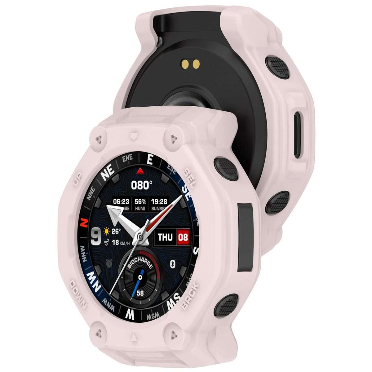 For Amazfit T-Rex 3 Pro 48mm Hollow Armor Half Coverage TPU Watch Protective Cover(Light Pink)