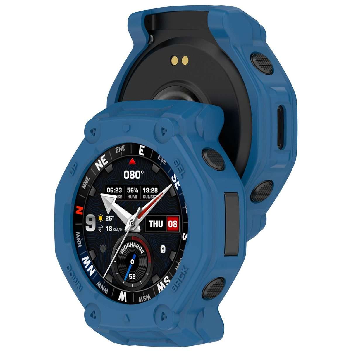 For Amazfit T-Rex 3 Pro 48mm Hollow Armor Half Coverage TPU Watch Protective Cover(Dark Blue)
