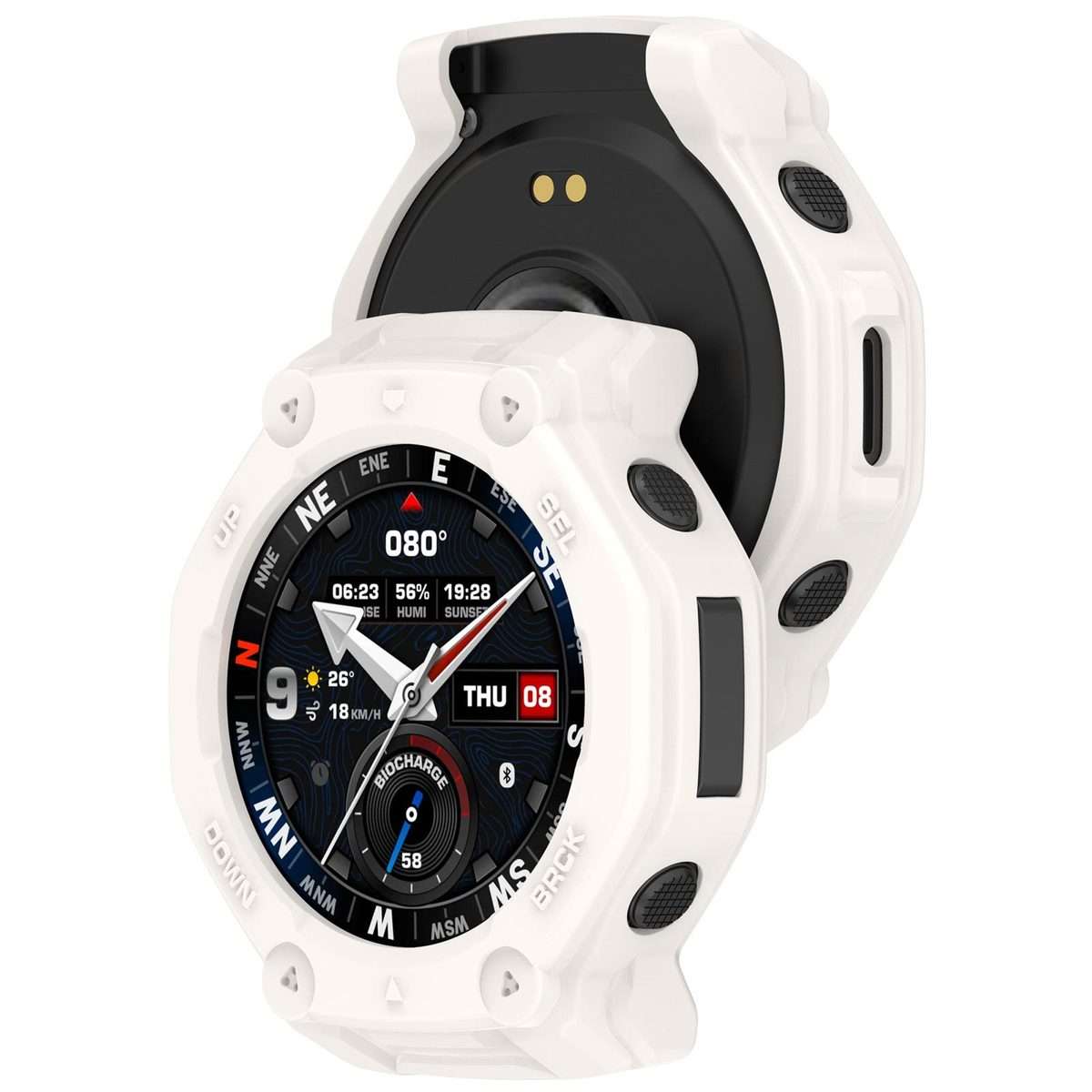For Amazfit T-Rex 3 Pro 48mm Hollow Armor Half Coverage TPU Watch Protective Cover(Ivory White)