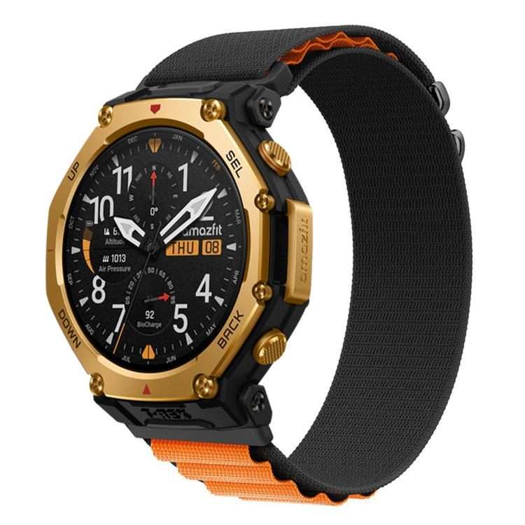 For Amazfit T-Rex 3 Pro 48mm Alpine Loop Nylon Watch Band(Black Orange)