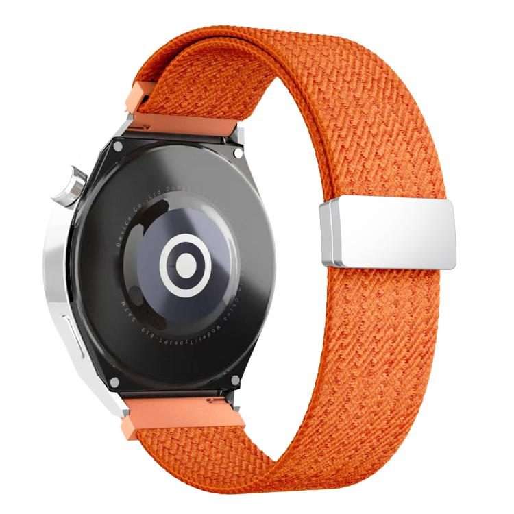18mm Single Color Magnetic Snap Four Strand Elastic Nylon Watch Band(Orange)