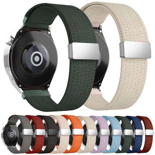 20mm Single Color Magnetic Snap Four Strand Elastic Nylon Watch Band(Wine Red)