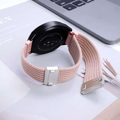 22mm Single Color Magnetic Snap Four Strand Elastic Nylon Watch Band(Black)