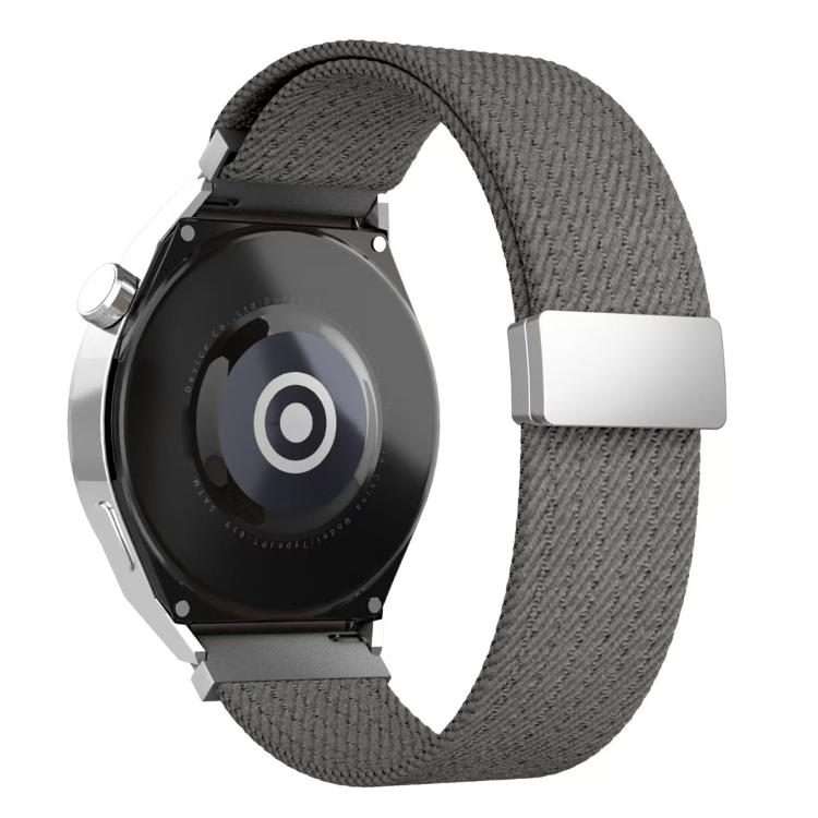 22mm Single Color Magnetic Snap Four Strand Elastic Nylon Watch Band(Gray)